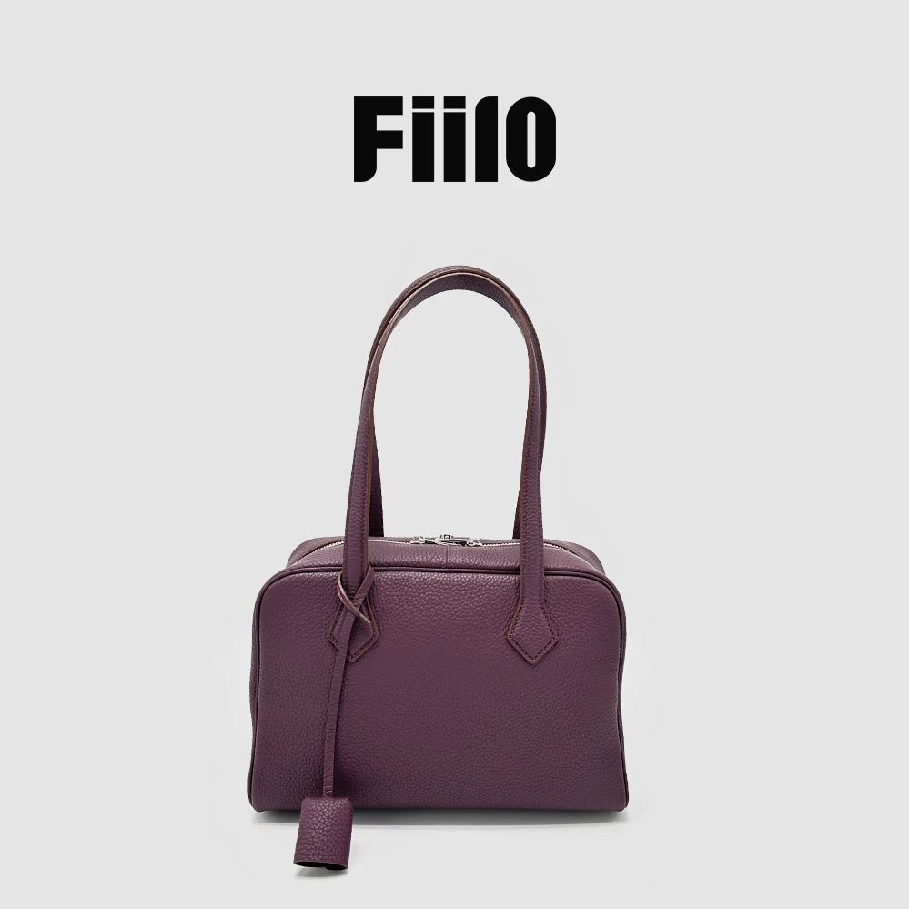 【Fiilo菲洛】T101大马·维多利亚荔枝纹牛皮真皮羽毛方包