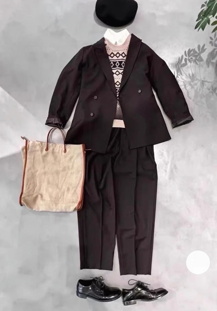 福利款NO退NO换 西装aur*斜纹西装套装长袖显瘦气质双排扣西装