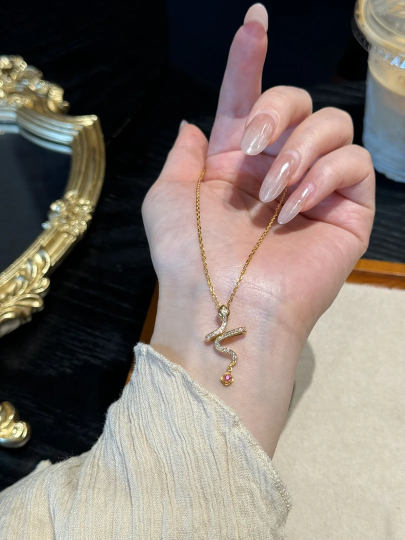 足金999 镶嵌四草小蛇吊坠（不含链）