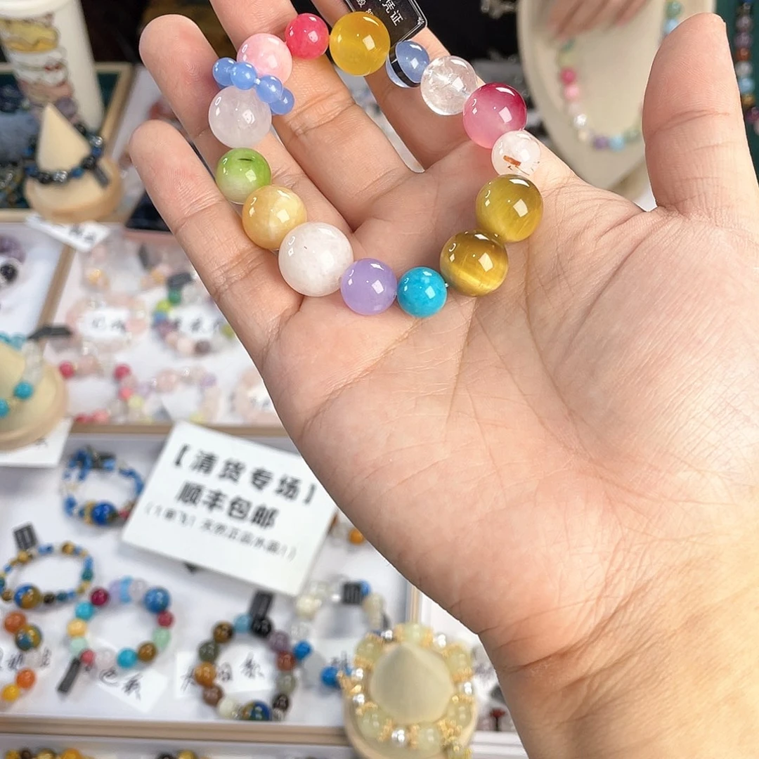 水晶手链银S925镀金镶嵌