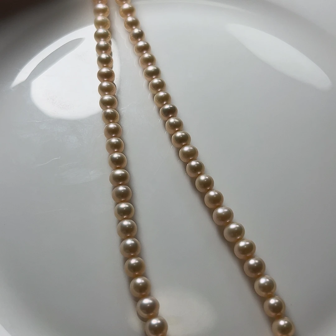 淡水珍珠未镶嵌项链6.6左右收藏级香槟金