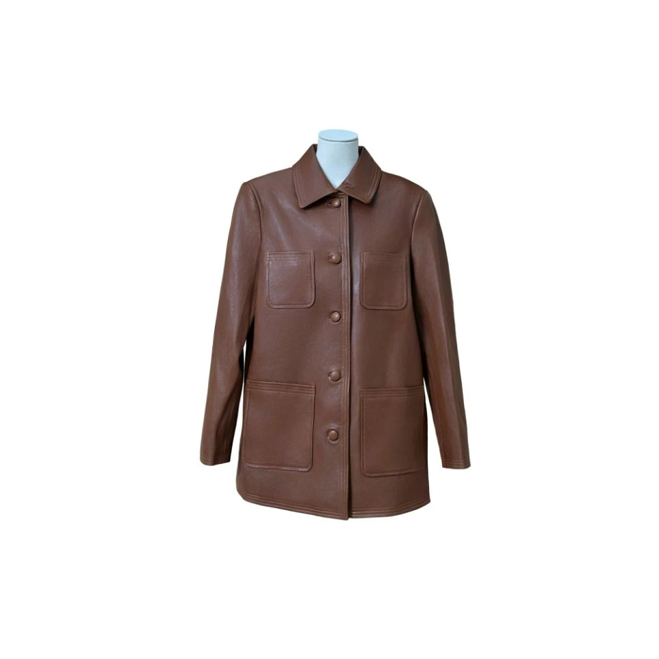 项小七GUDDLABB  25秋冬新品短款皮衣修身型女士女装POLO领外套