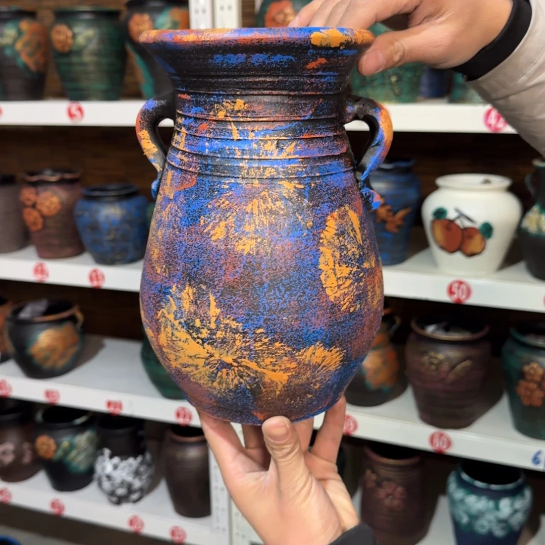 红陶红陶浮雕花盆炸炸炸炸