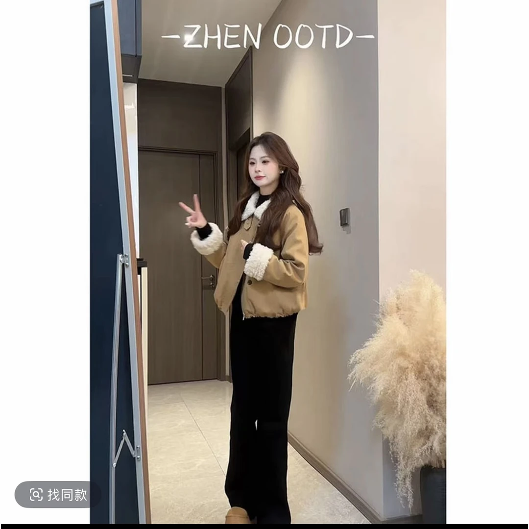 复古加厚独特漂亮的初冬外套女秋冬2025新款小个子摇粒绒短款上衣