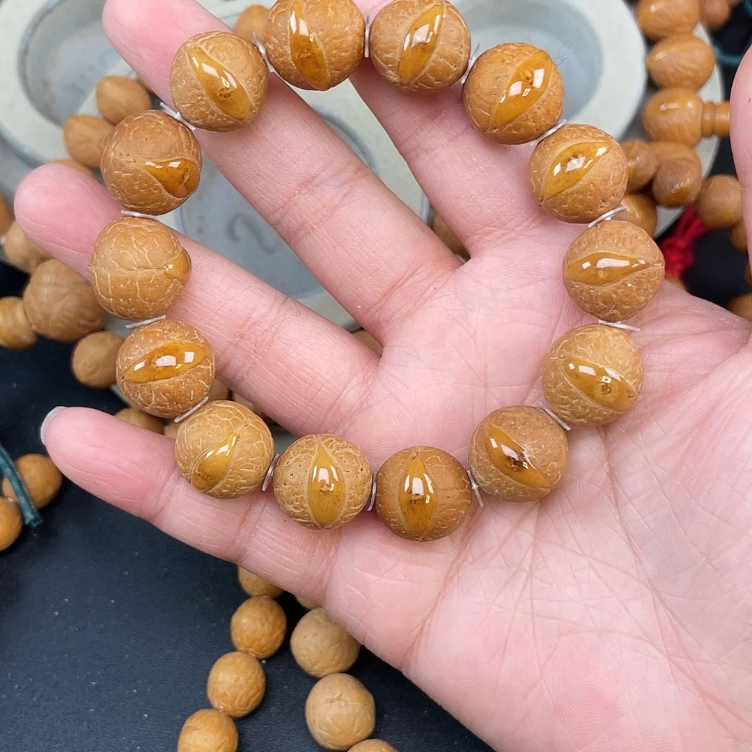 手串凤眼菩提L50-K03凤眼菩提14+同树黄皮封眼手串