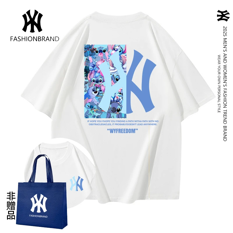 WY夏季潮牌纯棉休闲潮流上衣2025情侣同款T恤男女同款