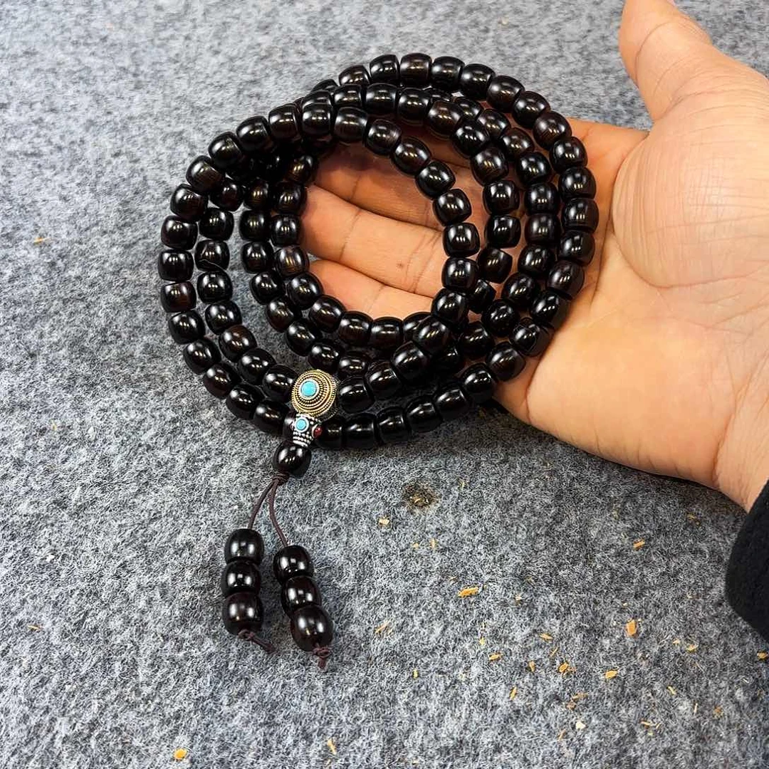 崖柏7/8/108崖窝舍利黑珍珠 国工直切鼓珠