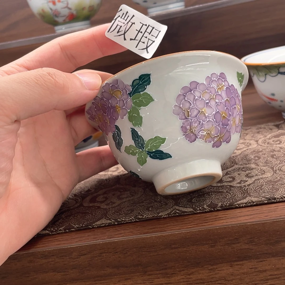 釉下手绘茶具微瑕