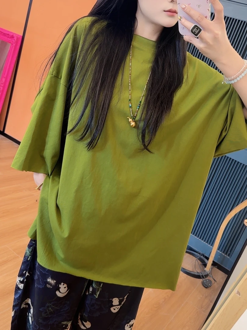 xxxwxz王希之  休闲洋气减龄简约纯色短袖圆领T恤#z1920