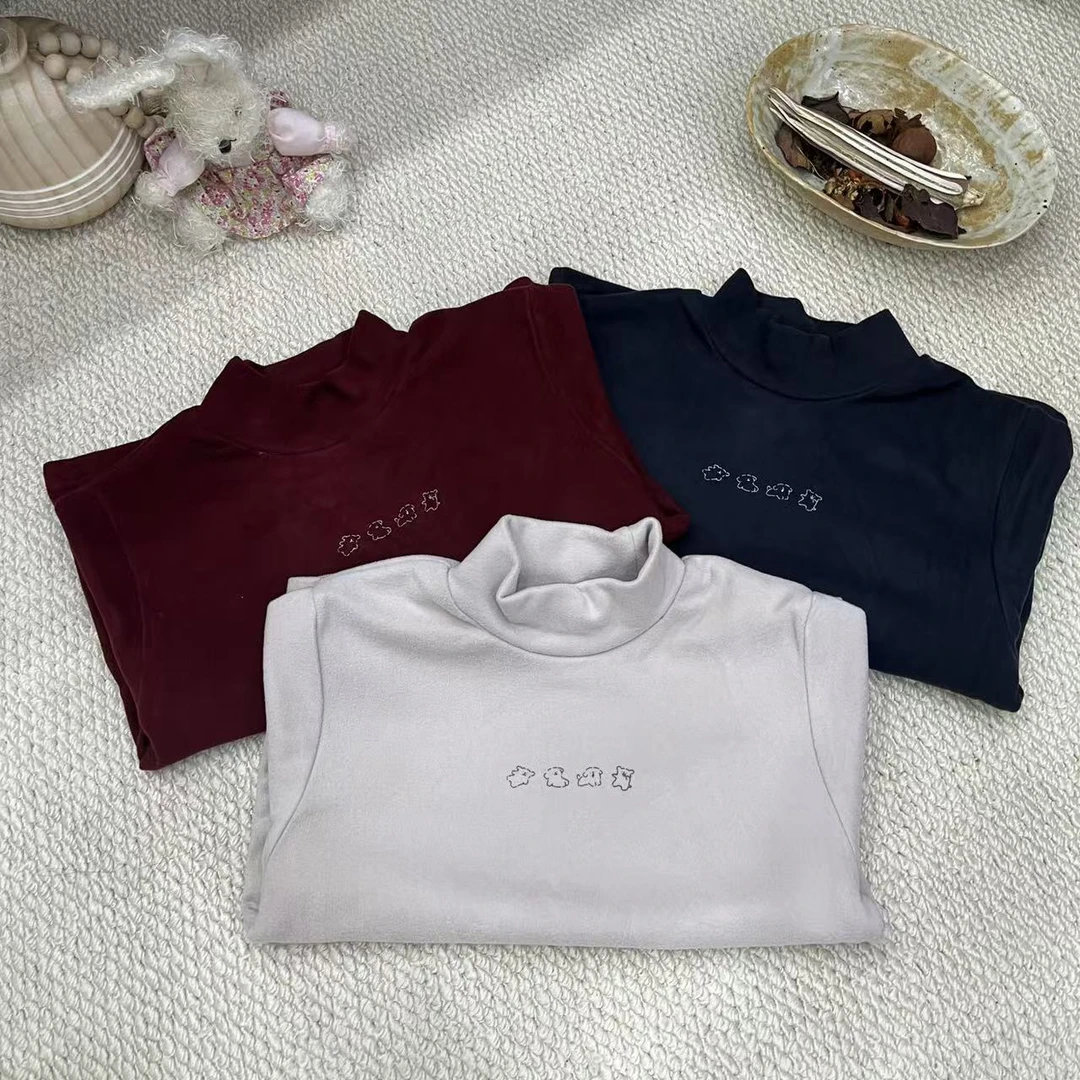 〖姐姐家〗2025冬款儿童表情包小狗印花磨毛打底衬衫 j737