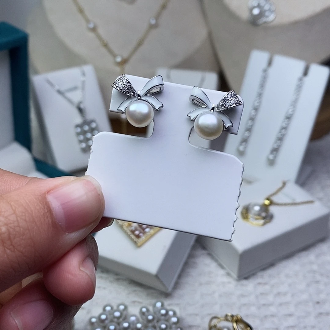 银S925镶嵌淡水珍珠耳饰