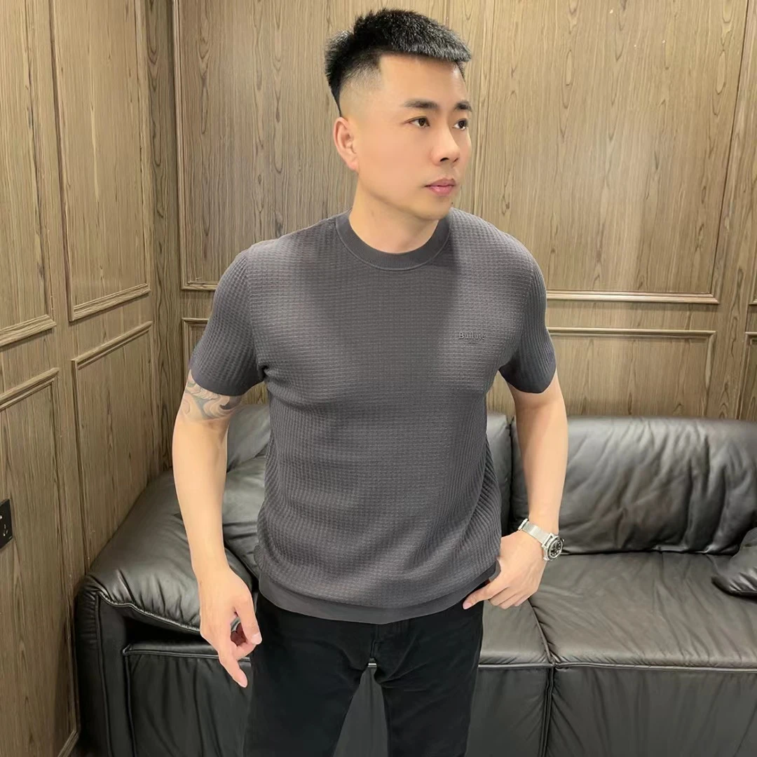 缇瑞 布鲁特TRX2513J男士高端商务休闲老钱风简约纯色圆领短袖T恤