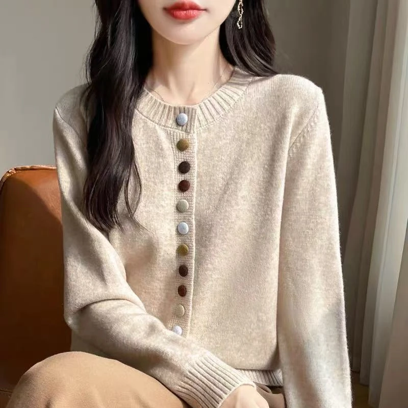 针织开衫毛衣外套女韩系软糯长袖保暖外搭毛衫春秋新款女士