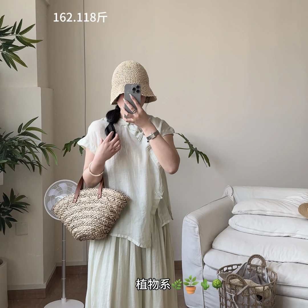 小文姐 W0126-植物系夏季气质衬衫宽松显瘦长袖单排扣防晒小衫