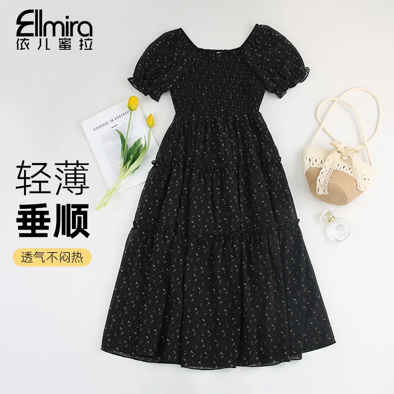 【现货】9290女童碎花连衣裙儿童长裙泡泡袖公主裙赫本风2025新款