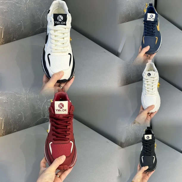 1270秋冬新款皮面拼接单棉同款低帮透气百搭舒适时尚男款运动鞋