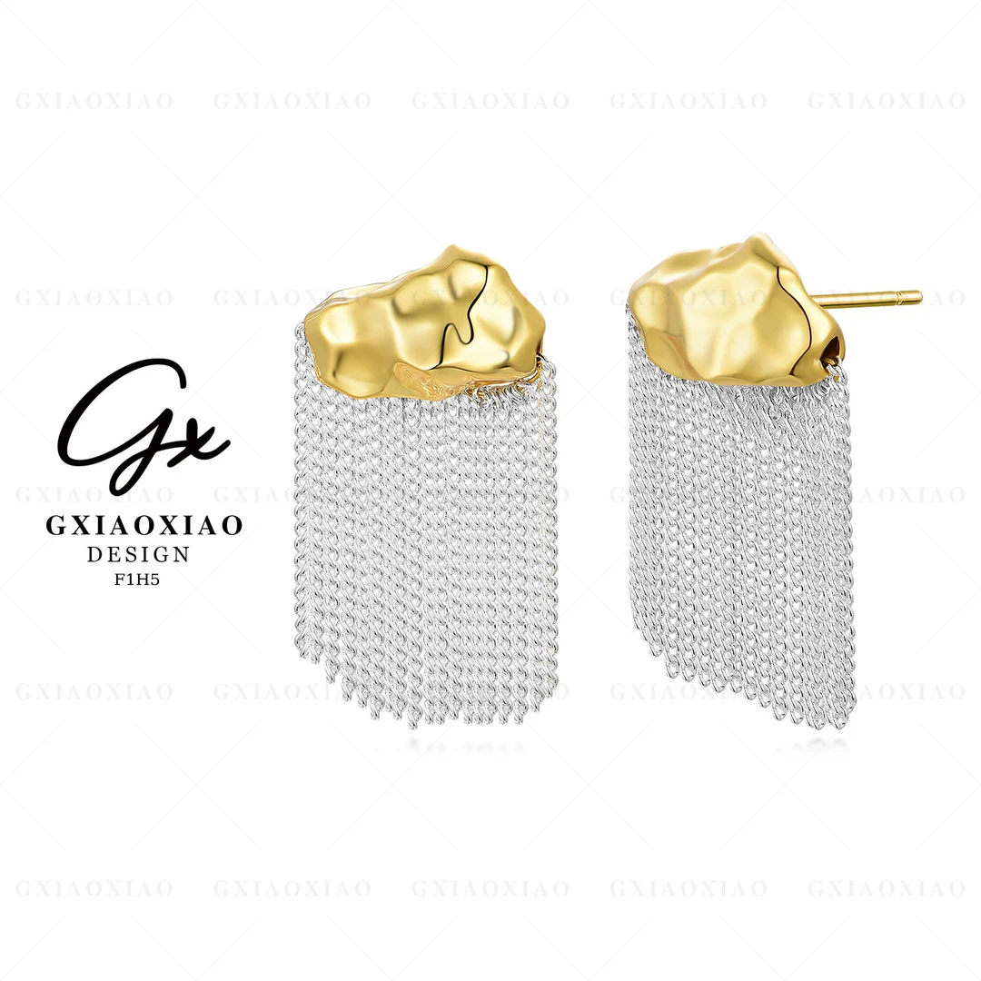 铜合金耳饰 GXX 【流苏金块】气质轻奢百搭耳环 F1H5