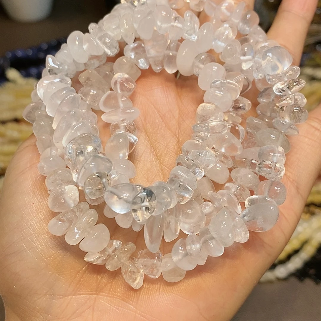 玛瑙/玉髓散珠天然白水晶碎碎绕手4圈