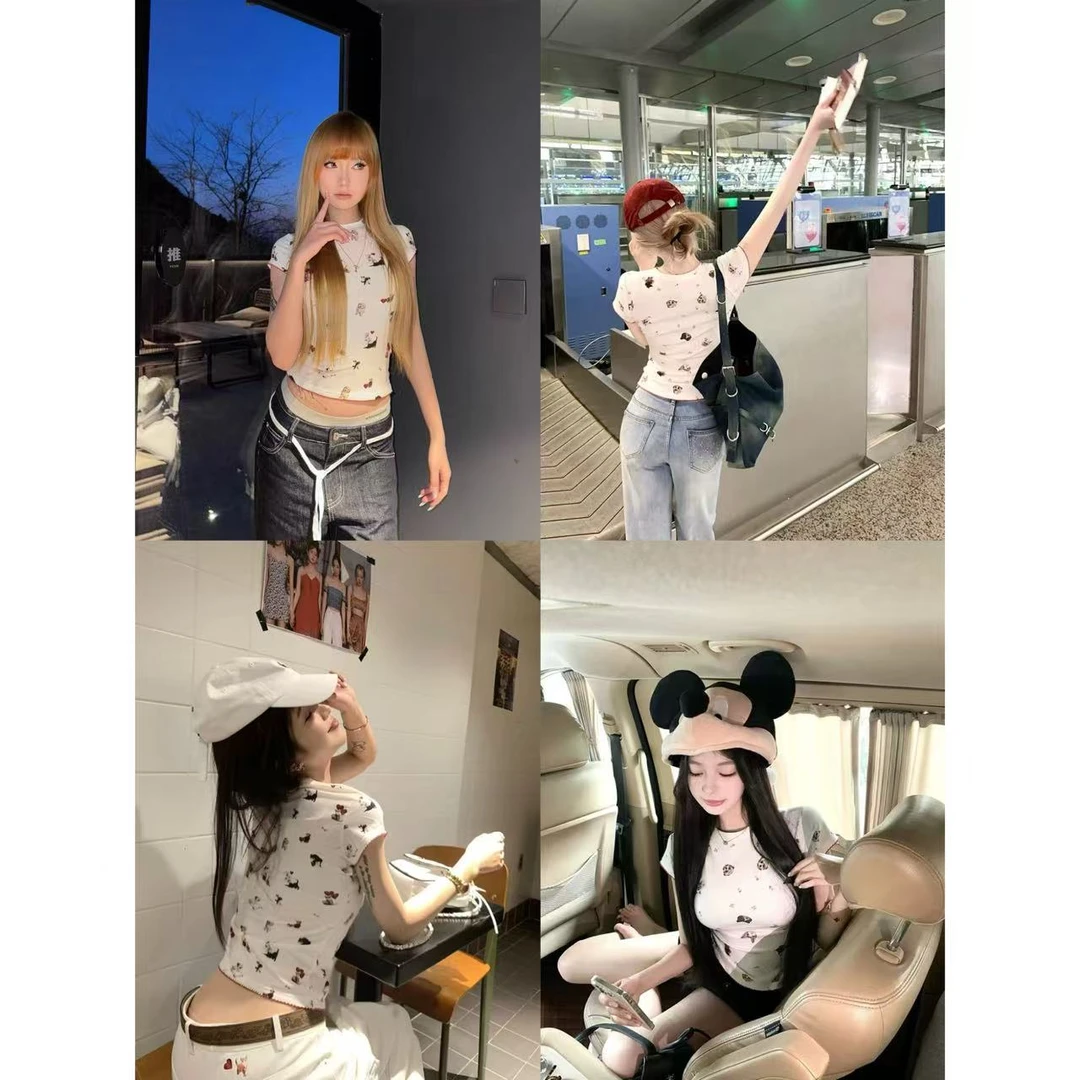 徐秋阳  满印猫狗 （小版型)夏季新款百搭时尚休闲显瘦短袖13087