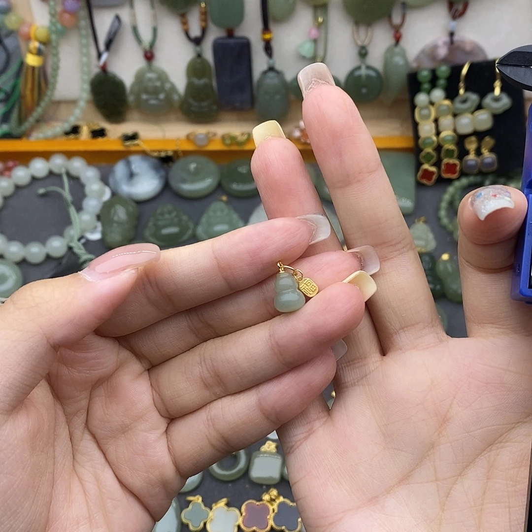 和田玉银S925镶嵌吊坠(不含链)