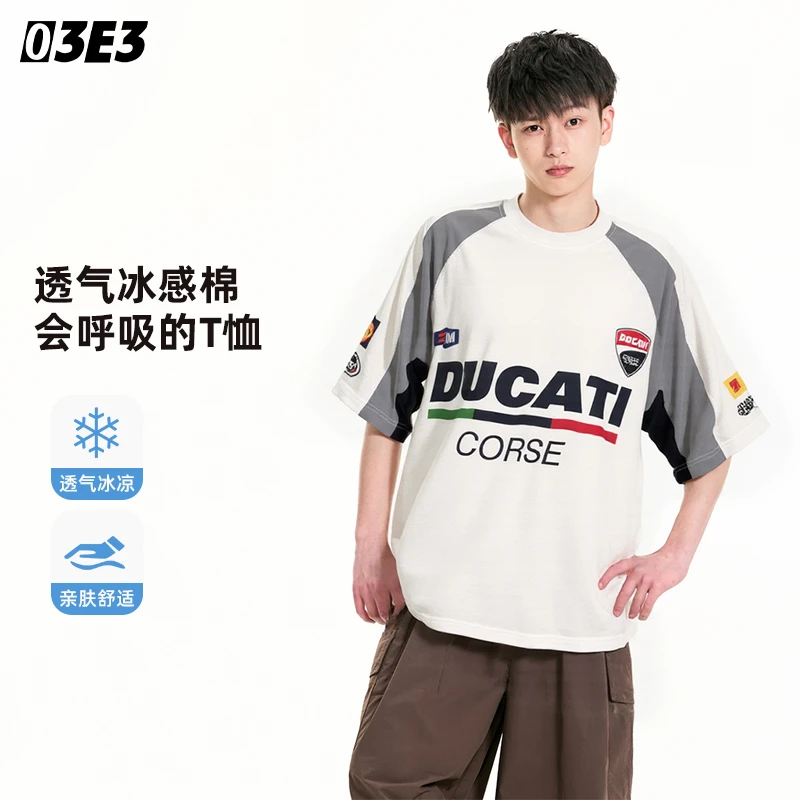 【03E3】重磅机车服T恤青少年美式街头半袖-022
