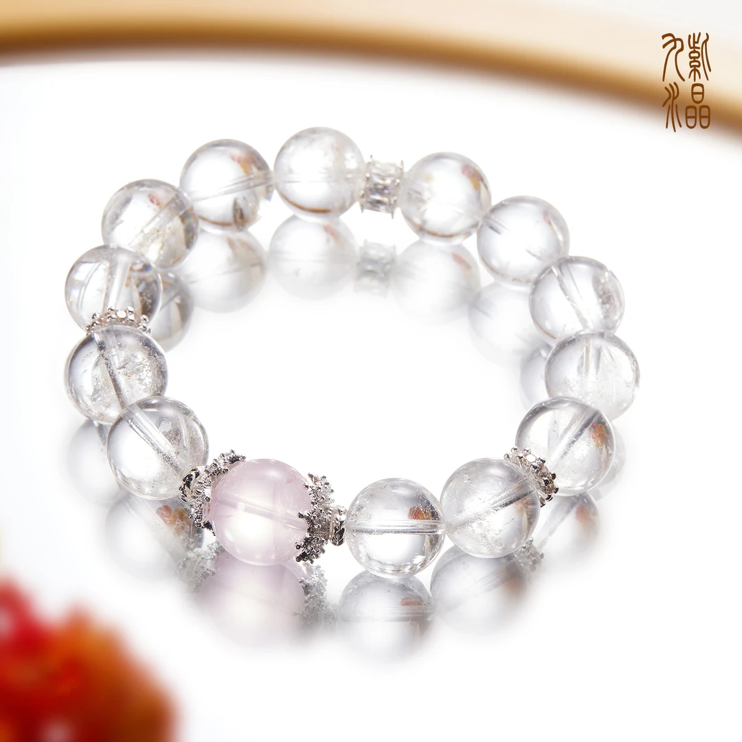 白水晶手串粉水晶手串气质轻奢百搭小众设计高级感时尚新款爆款