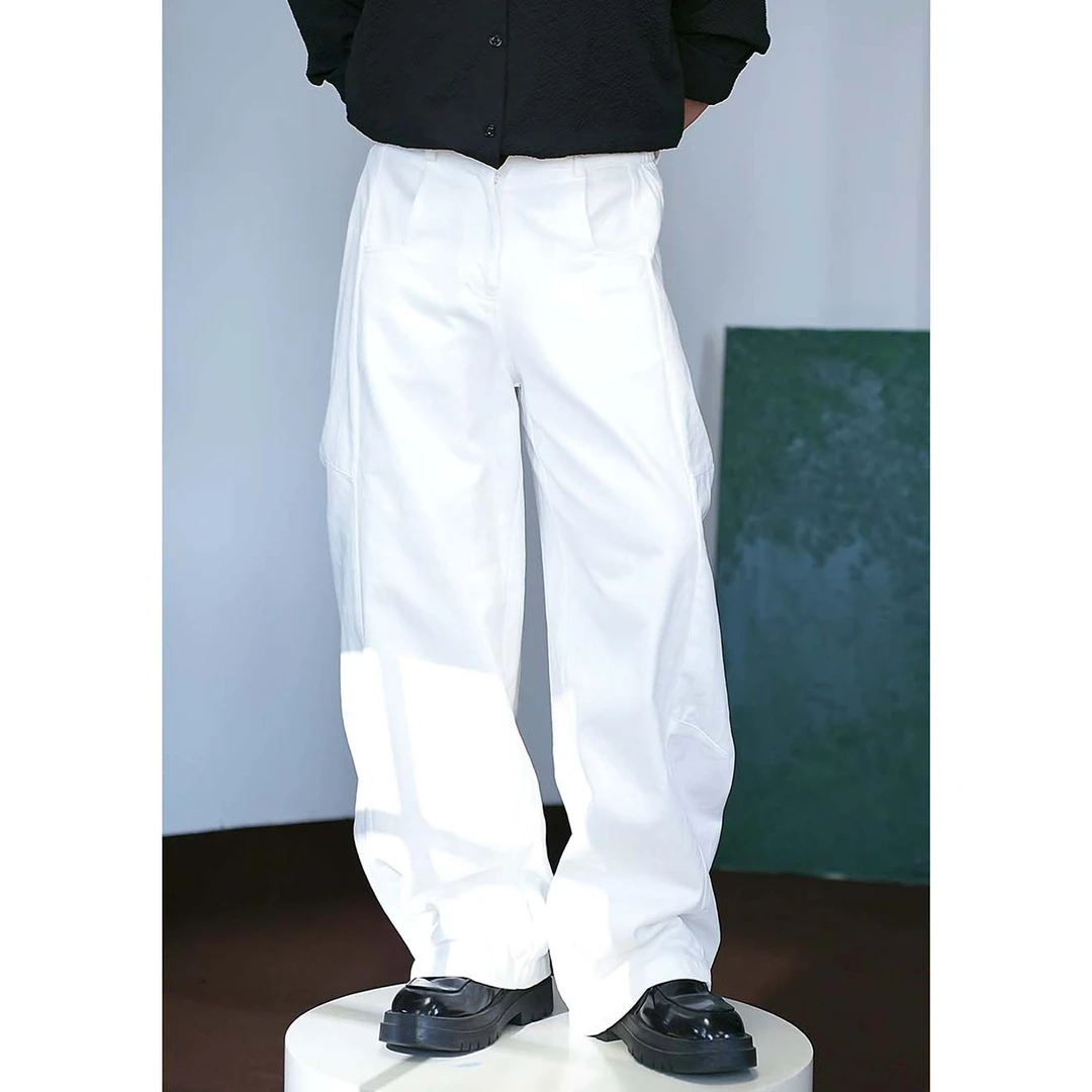 陆星家【100%厚棉阔腿裤】超宽松防风厚实秋冬纯色男士休闲裤潮K67