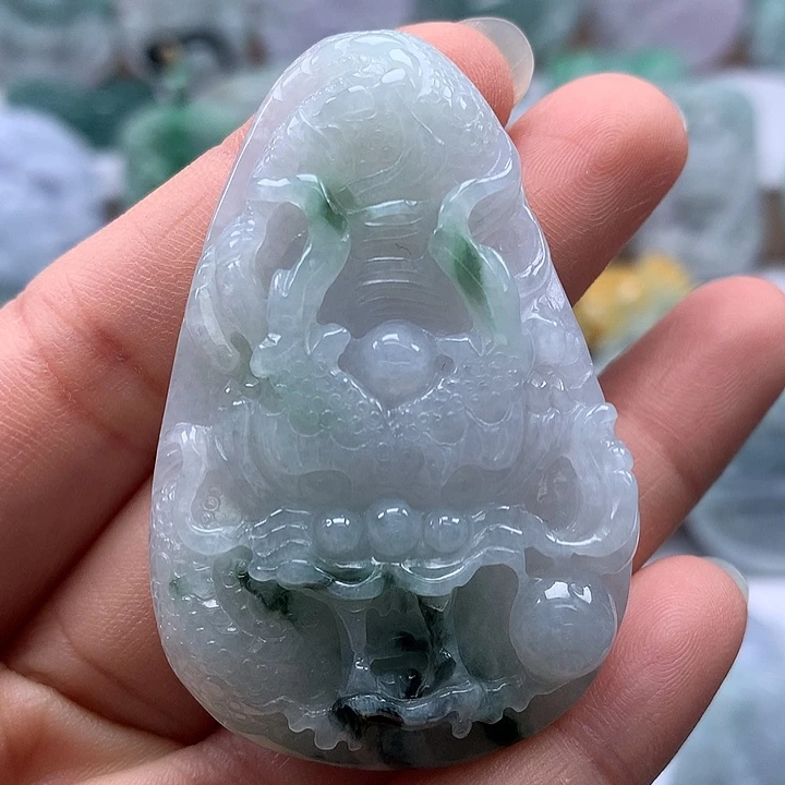 翡翠未镶嵌颈饰随形龙行天下福利卡厚10+