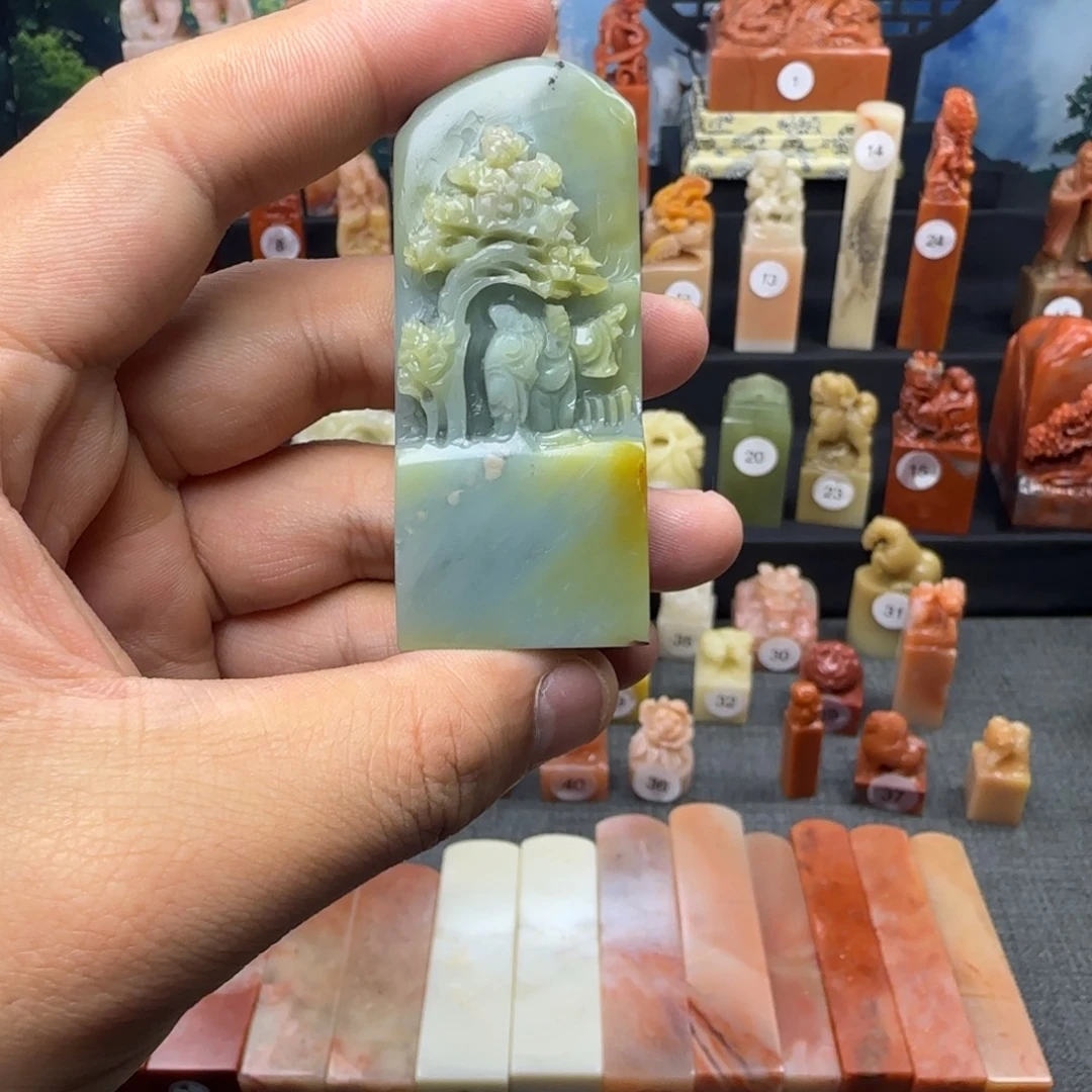 寿山石印石天青蓝1.75✖️3公分印面