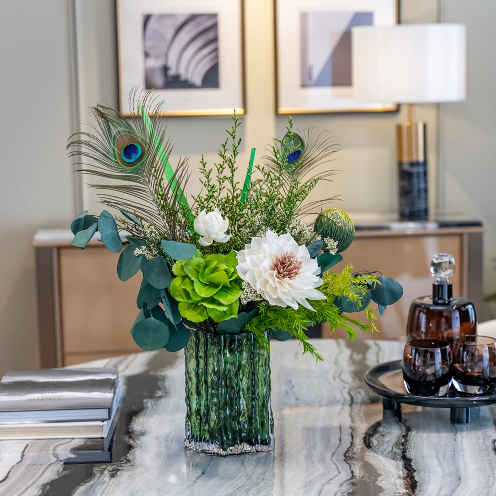 【沁春】适用于餐桌边几电视柜的永生花花束家居插花摆设