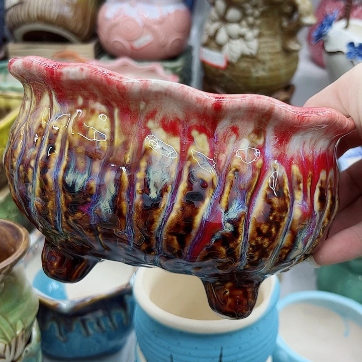 多肉绿植陶瓷花盆9.9包邮，有孔