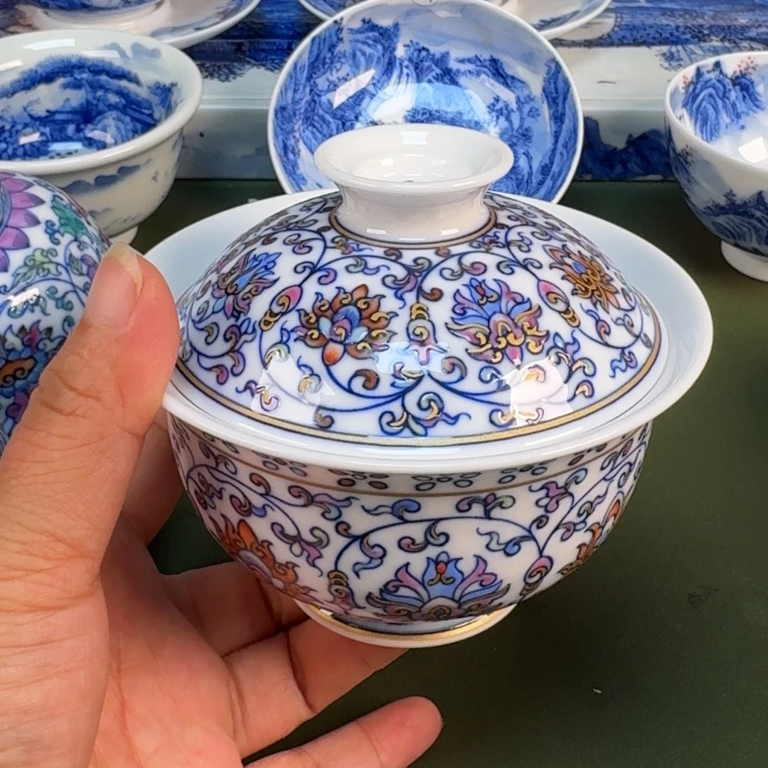 景德镇纯水绘茶具圆圆283