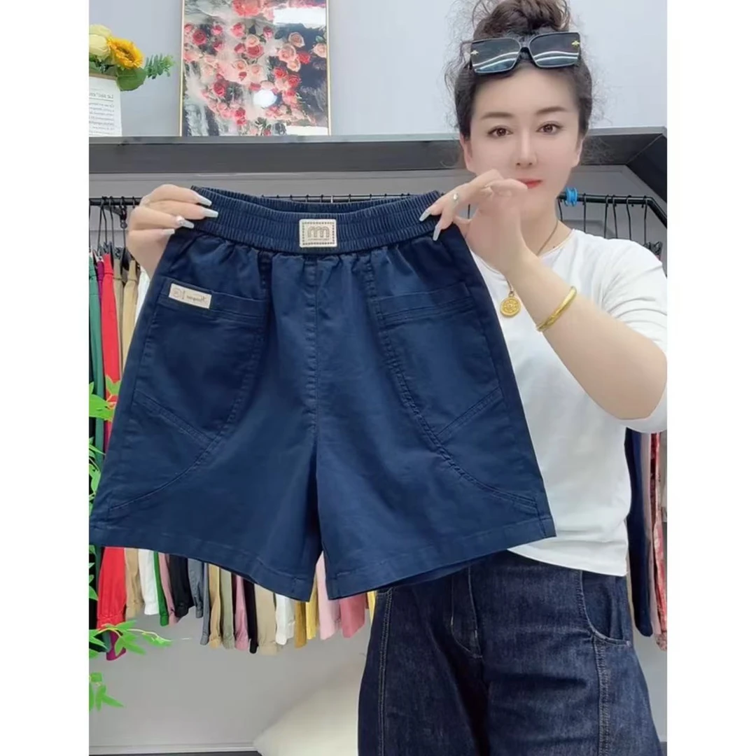 夏季新款水洗棉短裤女2025宽松显瘦高腰百搭轻薄透气时尚运动休闲
