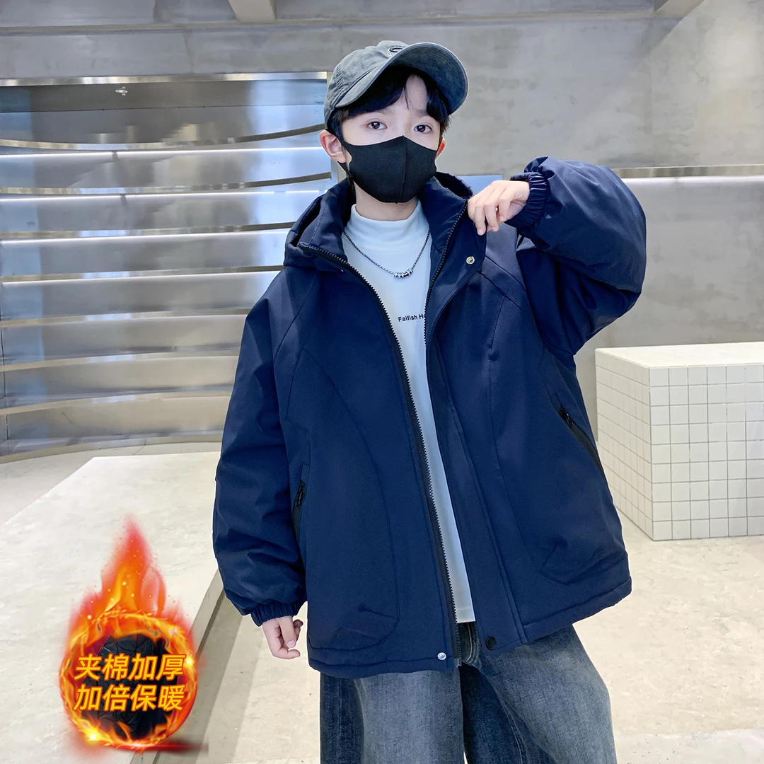 【高品质】男童秋冬款夹棉外套2025新款中大童儿童防水拉链二棉外套