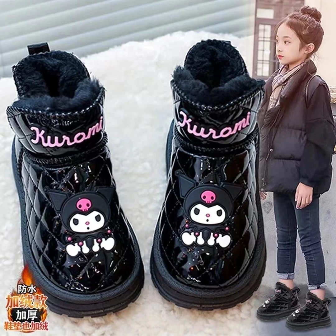 小黄鸭库洛米女童保暖棉鞋防水防滑2025新款冬季儿童雪地靴冬靴子