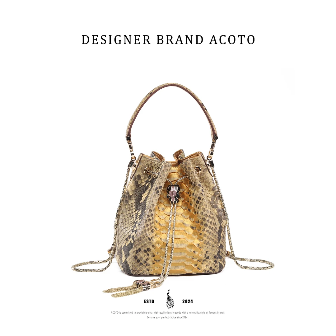 Acoto&BG丽蟒蛇皮经典时尚百搭蛇头福袋包A47