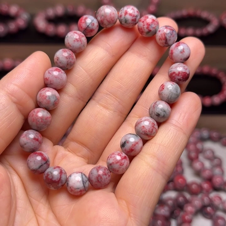 天然辰砂原石手串卡9