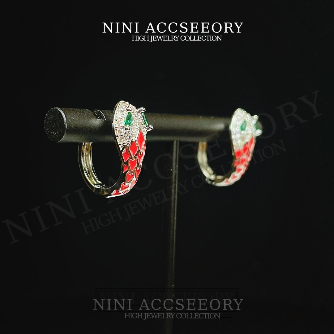 『红运当头』新国潮珐琅彩蛇形时尚高级感耳扣简约嘻哈辣妹耳圈耳环