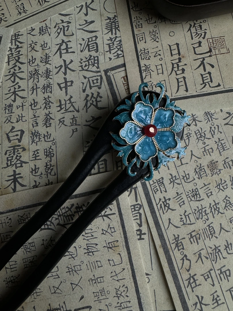 新中式双面滴油木簪古风簪子汉服配饰a1472