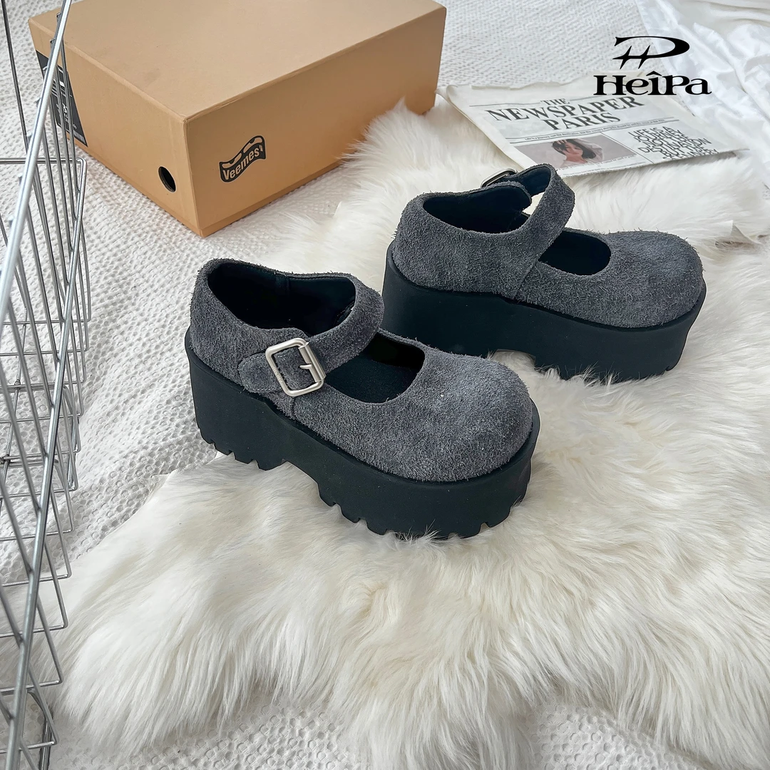 【HeiPa】付小付家春季穿新款厚底带时尚韩版靴子女款