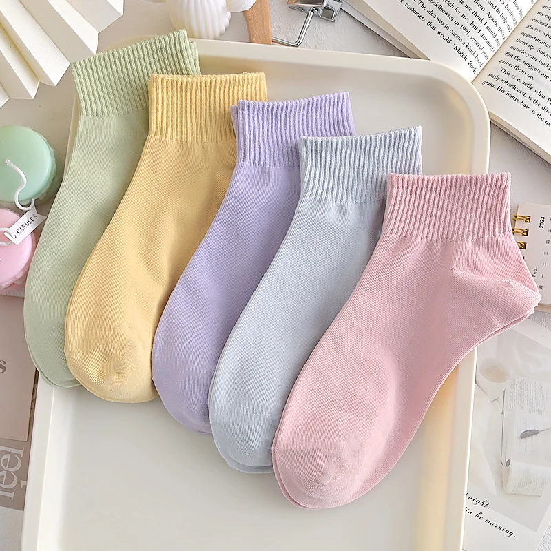 纯色袜子女短袜浅口棉春夏季日系简约薄款运动短筒船袜学生袜
