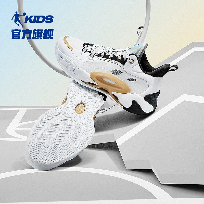 【乔丹儿童-破晓】2025春夏新款篮球鞋网面透气男童运动减震跑步鞋