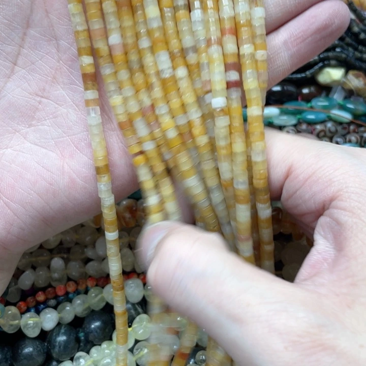 玛瑙/玉髓合金珠宝半成品一条4mm黄龙玉隔片