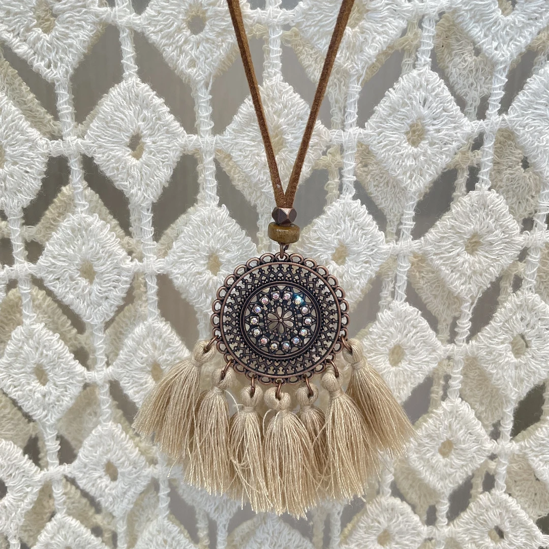 【冰冰】长款吊坠项链毛衣链女民族风复古编织颈链古风百搭锁骨链