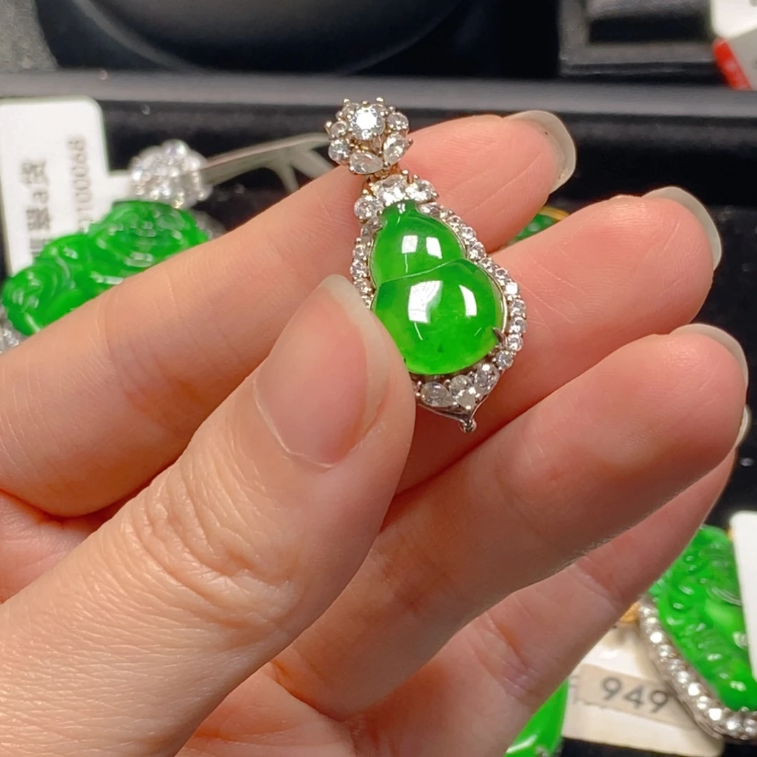 翡翠银S925镶嵌吊坠(不含链)