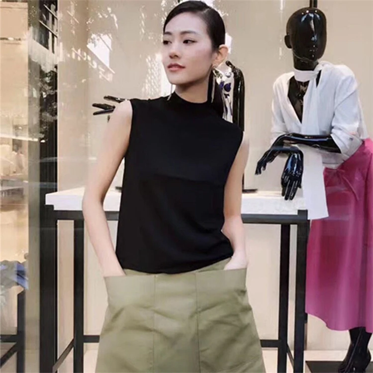 2025夏半高领打底针织无袖背心700931