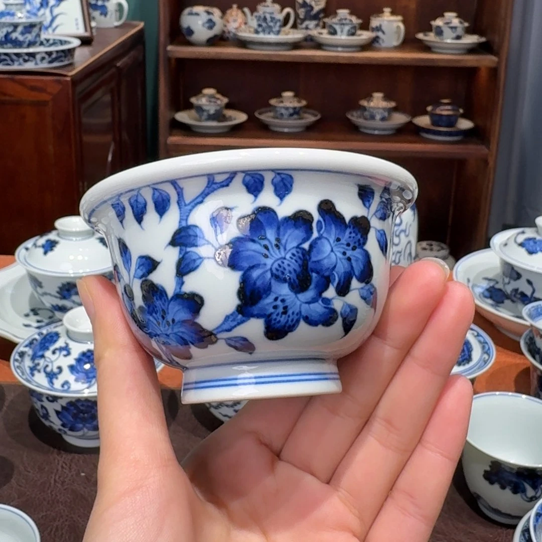 青花雯华堂手绘杯杯