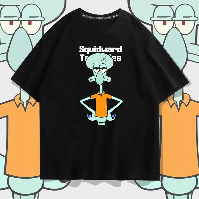 海绵宝宝纯棉短袖T恤男女夏潮牌日系动漫派大星COS章鱼哥宽松半袖
