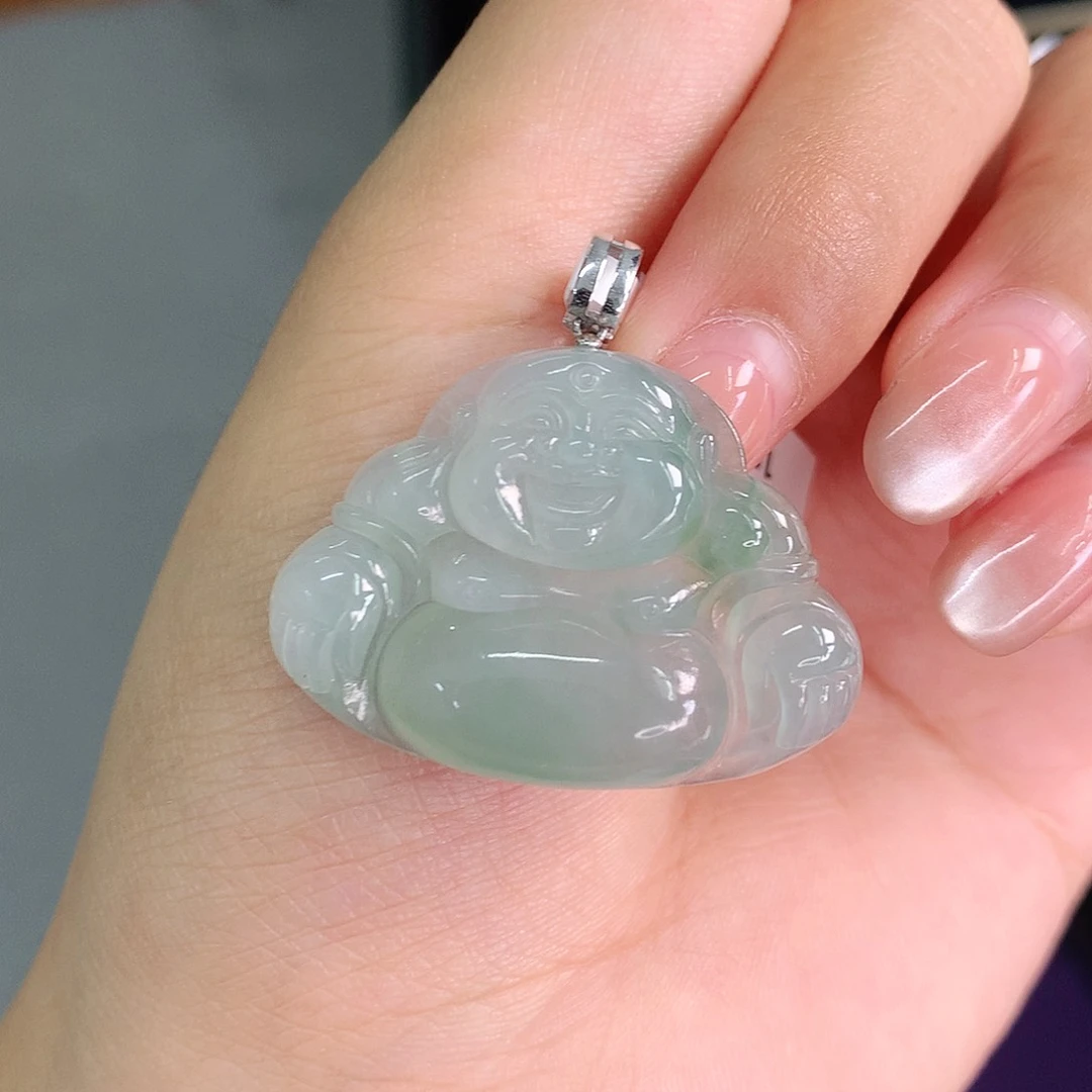 翡翠18K金镶嵌颈饰25.5-35-6