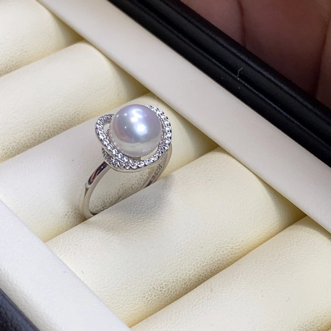 岁***老淡水珍珠银S925镶嵌戒指微瑕